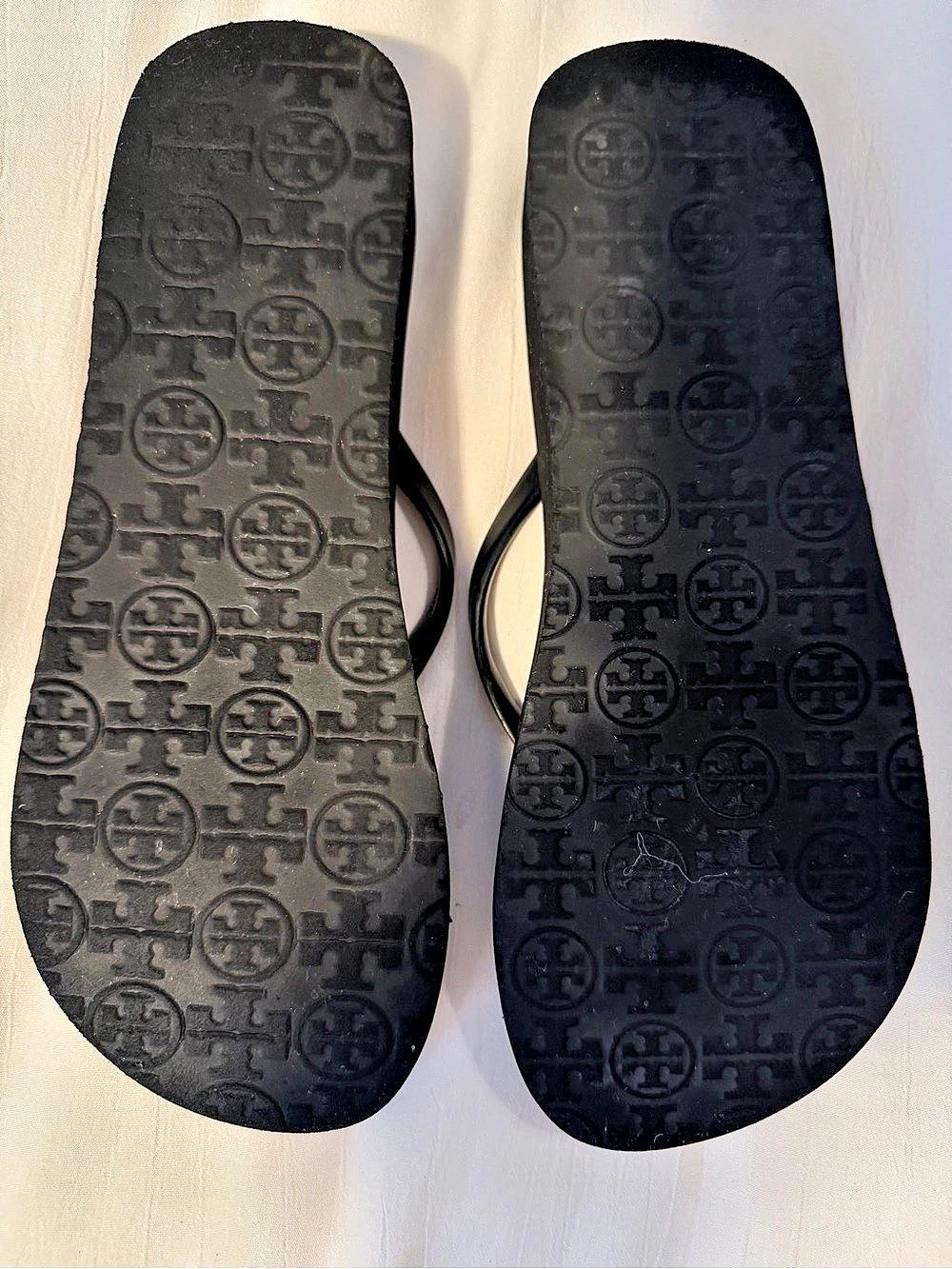 Tory Burch Miller Wedge Sandal Black Wedge Flip Flop Sandals SZ 5 - Picture 4 of 5